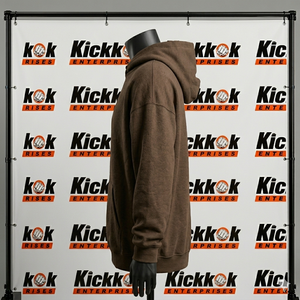 OEM Manufacturer Men's Brown Fleece Hooded Sweatshirt Regular Fit Solid Color Casual Zip Up Hoodie Autumn Wear - Product Image 5