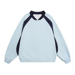 Sweat-shirt décontracté pour homme automne-hiver, 400 grammes, poids lourd, style rétro américain, bloc de couleur, manches raglan, coupe décontractée, col en V - Product Image 6