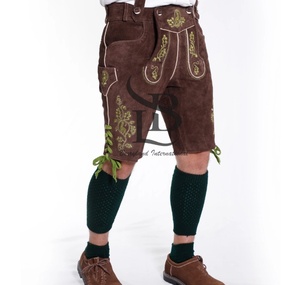 Authentic <b>Men's</b> Walnut Brown Lederhosen Traditional German High Street Style Breathable Knitted Mid Hot <b>Shorts</b> <b>Knee</b>-<b>Length</b> Plus - Product Image 3