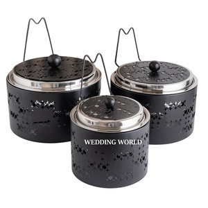 Set of Three Metal Food <b>Warmer</b> Round Shape Designer Luxury Casserole Customized Size Fancy Metal Hotpot - Product Image 1