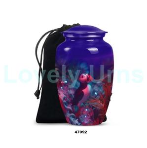 Meilleure vente belle urne de crémation oiseau macareux adulte pour les cendres humaines grande urne funéraire décorative avec sac de velours gratuit - Product Image 4
