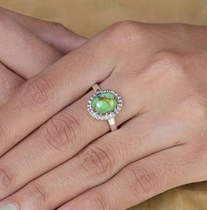 Plata de Ley 925, banda Simple, cobre verde Natural, turquesa, ajuste de bisel con cuentas, forma ovalada sólida, anillo de uso diario para fiestas - Product Image 4