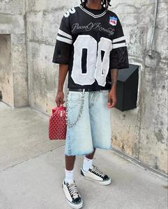 Camiseta de Fútbol Americano Personalizada Sublimada, Transpirable, Talla Grande, Estampada, Retro, Estilo Urbano, para Fanáticos, con Bordado - Product Image 4