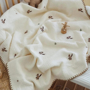 Organic Baby <b>Hooded</b> Blanket Knitted Soft Cotton Plush Infant Wrap <b>Towel</b> Style Swaddle Eco-Friendly for Newborn Use - Product Image 1