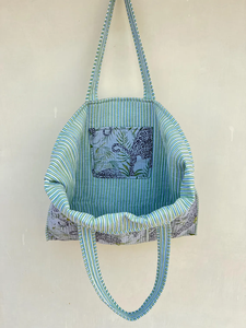 Sacs de marché matelassés en coton indien faits à la main imprimés en blocs pour faire du shopping sacs fourre-tout en coton et sacs Jhola - Product Image 2