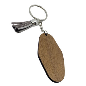 Porte-clés rectangulaire personnalisé en bois vierge pour plaque d'immatriculation, promotionnel, en gros - Product Image 6