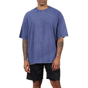 Wholesale Mens Washed Shirts Men's Custom Print Vintage T-Shirt, Oversized <b>Drop</b> Shoulder <b>Acid</b> Wash Tee for Edgy Street Style - Product Image 4