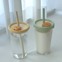 [LIVELYLETTERS] [OEM] Corée Mignon et adorable Gobelet réutilisable en Tritan léger et écologique avec couvercle et paille 500ml Multi-usages