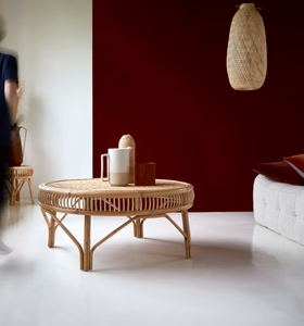 Vintage Traditional Handwoven <b>Rattan</b> Coffee <b>Table</b> Natural Wicker <b>Rattan</b> Center <b>Table</b> for Living Room Lounge Hospitality - Product Image 3