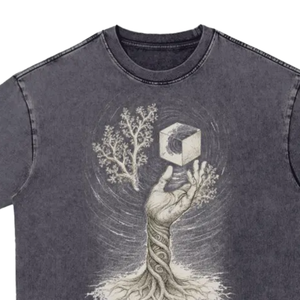 T-shirt Oversize Col Rond Manches Courtes en Coton/Polyester Délavé à l'Acide, Personnalisable avec Logo Frontal, Style Streetwear, 220g, Vierge OEM - Product Image 4