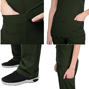 Batas Quirúrgicas Reutilizables con Cuello en V y Mangas Cortas para Hombre y Mujer, Conjuntos de Uniformes Médicos de Algodón para Hospitales, Unisex, con Logotipo Personalizado - Product Image 3