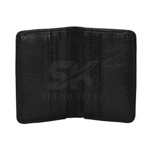 Cartera Bifold de Cuero Genuino de un Solo Color, Venta Caliente OEM 2026, Cartera Bifold de Cuero PU de un Solo Color de Excelente Calidad para Hombre - Product Image 3