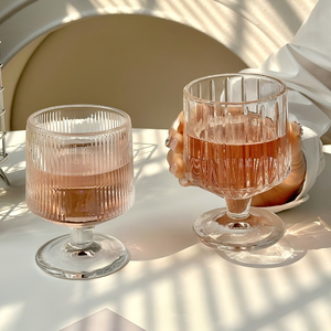Copa de Champán de Vidrio Rayado de Alta Gama, Estilo Minimalista INS, de Tallo Corto, Resistente al Calor, para Uso Doméstico - Product Image 1