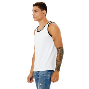 ตะเข็บด้านข้างขายปลีกพอดี100% Airlume หวีและแหวนปั่นฝ้าย32เดี่ยว4.2ออนซ์สีขาว/สีดำ Unisex ถังเจอร์ซีย์ - Product Image 2