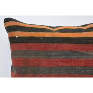 Multicolor Kilim Patchwork Pillow 28x28 Inch Wool <b>Cushion</b> Woven with Subtle Striped Vintage <b>Fluffy</b> Pattern Decorative <b>Cushion</b> - Product Image 2