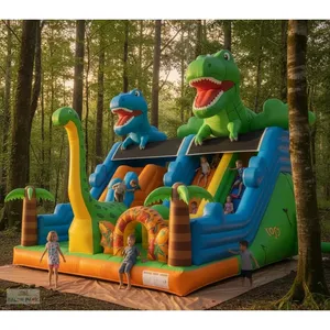 Grande aire de jeux gonflable d'extérieur sur le thème des dinosaures - Product Image 5