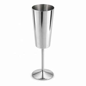 Flûte à champagne en acier inoxydable 300 ml, design moderne, longue tige, pour les fêtes - Product Image 1