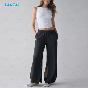 Quần Áo Nhà Sản Xuất Biểu Tượng Tùy Chỉnh Quá Khổ Quần Bó Sát Lông Cừu Chân Rộng Baggy Quần Cho Phụ Nữ - Product Image 4