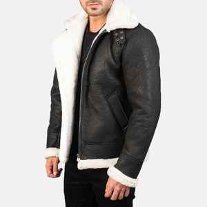 2026 Latest Custom Cowhide Genuine 100% Leather Windproof Cotton Nylon <b>Jacket</b> Zipper Closure <b>Men</b> Leather <b>Jacket</b> - Product Image 5