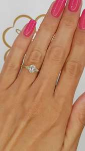 แหวนเพชรเพาะเลี้ยงทรงรี 3 เม็ด ทองคำแท้ 14K สำหรับคู่รัก พร้อมใบรับรอง IGI - Product Image 3