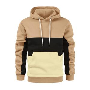 Nouveau sweat à capuche patchwork pour homme, streetwear décontracté pour l'extérieur, sweat à capuche en polaire pour homme, automne hiver noir - Product Image 1