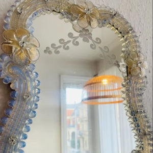 Vintage Venetian Murano <b>Glass</b> <b>Mirror</b> Iridescent Blue Color - Product Image 1