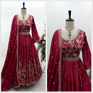 Traje Anarkali de Seda Organza Pura con Estampado Digital a Mano y Borde de Encaje, Salwar Étnico de Algodón para Adultos, para Fiestas, Todas las Temporadas - Product Image 5