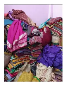 Ấn Độ Cổ Điển Truyền Thống 5 Yard Crepe Lụa Đồ Ngủ Quần Áo Ngủ Dài Dress Craft Tái Chế Sử Dụng Crepe Silk Sari Chất Liệu