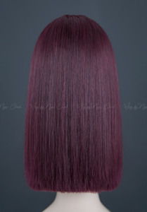 Perruque en cheveux vierges Remy vietnamiens 100% lisses et soyeux, double trame, simple trame, couleur bordeaux - Product Image 2