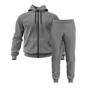 Ensemble de survêtement d'hiver pour hommes légers deux pièces à capuche fermeture à cordon 100% vêtements de sport en coton - Product Image 6