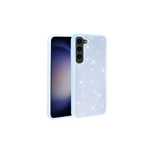 Coque arrière en silicone de luxe bleu clair brillant avec motif en pierre, style INS, marbre et strass pour Samsung Galaxy S23 5G Heat - Product Image 1