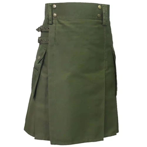 SUQAINA GARMENTS Kilt utilitaire hybride moderne en coton fait main écossais pour homme, tartan vert Stewart, logo personnalisé, haute qualité - Product Image 1