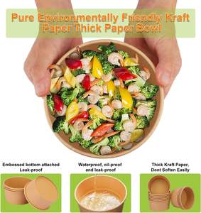 Tazón Redondo de Papel Kraft con Tapa para Ensaladas, Sopas y Fideos, Personalizable con Logotipo, para Llevar - Product Image 3