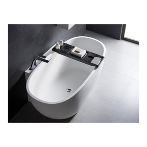 Égouttoir libre standard de baignoire de résine acrylique de surface solide en forme de bateau de vague d'hôtel luxueux populaire pour le style de trempage! - Product Image 4