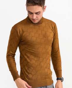 100% lana personalizada ropa de hombre suéter tejido lana cuello alto tejido hombres suéter logotipo personalizado Nawy - Product Image 6