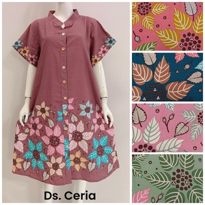 ชุดเดรสคริสซานต้าสำหรับผู้หญิงกระดุมเต็มเม็ดสีพาสเทลน่ารัก - Product Image 3