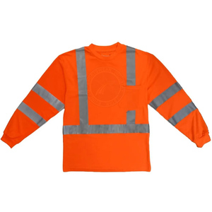 เสื้อยืดแขนยาวสำหรับผู้ชายเสื้อทำงาน Hi Viz มีกระเป๋าเสื้อยืดเพื่อความปลอดภัยสะท้อนแสงมองเห็นได้ชัดเจนแบบกำหนดเอง - Product Image 6