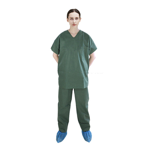Costume de gommage à manches courtes non tissé avec poches Costume de gommage à encolure ronde avec taille personnalisée - Product Image 1