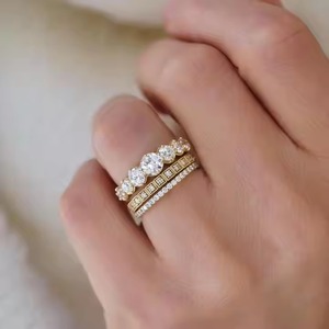 Anillo de lujo hecho a mano 14K chapado en oro plata esterlina hecho a medida India laboratorio cultivado diamante natural Bodas de alta calidad - Product Image 3