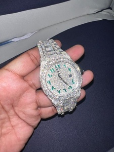 Montre suisse de luxe pour hommes avec VVS Moissanite, diamant blanc brillant, bracelet en acier inoxydable, collection Hip Hop, mouvement à quartz - Product Image 4