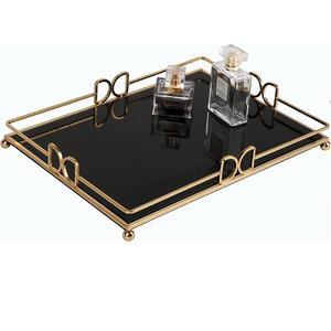 Plateau Rectangulaire Petit Déjeuner Plateau Serveur Vaisselle Décoration de Table Plateau Décoratif en Marbre Noir - Product Image 1