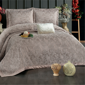 Guzide Sara Dried Rose 4-Piece Customized Classic Luxury Home <b>Bedspread</b> <b>Set</b> 100% Chenille Organic Woven Striped Washable Ant - Product Image 1