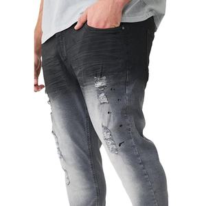 Nouveau jean pour homme délavé à l'acide, coupe droite, design usé, style streetwear, prix usine, vente chaude - Product Image 5