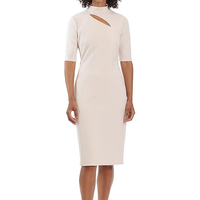 Robe de travail en crêpe à coutures incurvées pour femmes Robe crayon moulante pour femmes Robes de bureau avec ceinture de poche