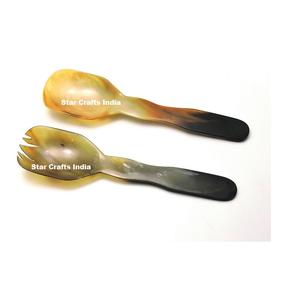 Serveur à salade en corne de luxe unique, fabriqué en Inde, serveurs à salade en corne, type de produit, dernier modèle, serveur à salade en corne naturelle - Product Image 5