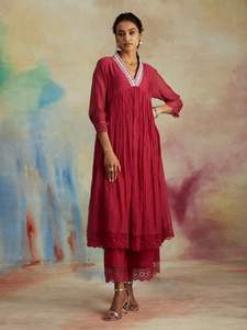 บอลลีวูดสไตล์อินเทรนด์ผู้หญิงผ้าฝ้ายพรรค Anarkali Kurti ชุดกับกางเกงกับ Dupatta - Product Image 2