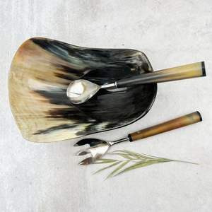 Juego de cucharas de cuerno de estilo tradicional talladas por artesanos de materiales de cuerno natural libres de crueldad para uso en cocina rústica - Product Image 5