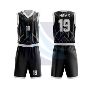 Ensemble de maillots de basket-ball personnalisés pour hommes, polyester respirant à séchage rapide, logo imprimé, uniforme de basket-ball unisexe pour adultes avec shorts - Product Image 1
