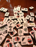Juego de Fichas de Mahjong Americanas de Acrílico Personalizadas con Diseño de Halloween, Gótico, Vampiro, Boca de Serpiente, Calavera, Telaraña