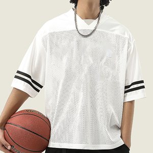 Haut tricoté à col en V rétro avec découpes, manches courtes, 100 % coton, design uni, coupe décontractée pour homme, impression numérique, respirant - Product Image 6